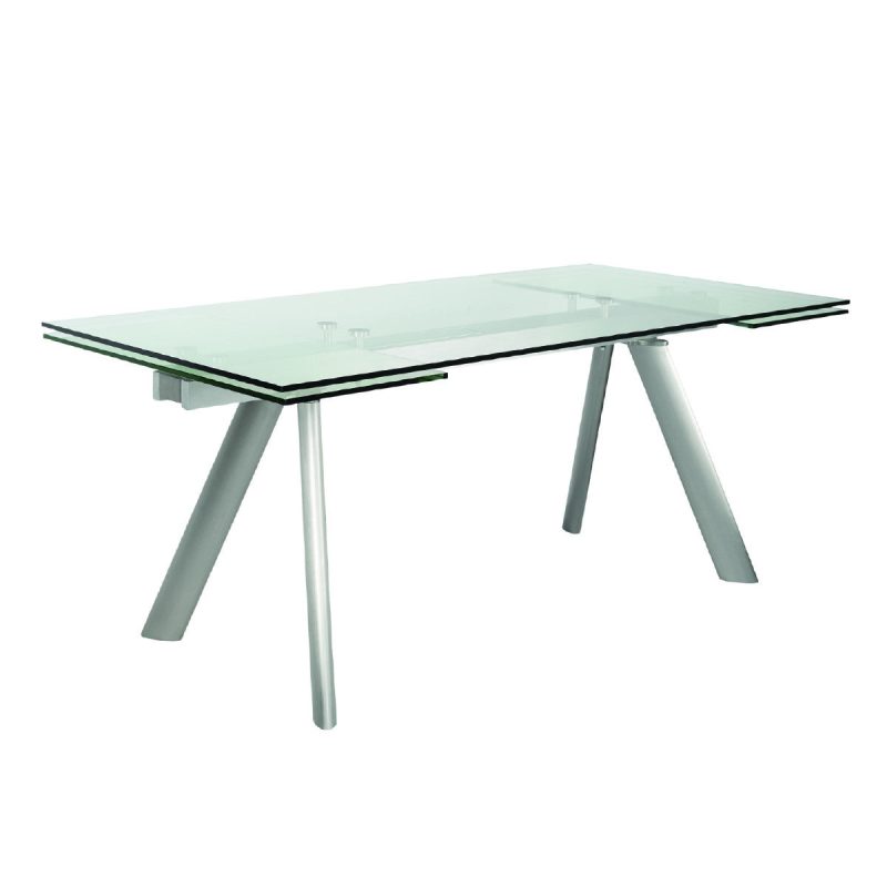 71" - 102" Premium Glass Conference Table with Brushed Stainless Legs - Image 4