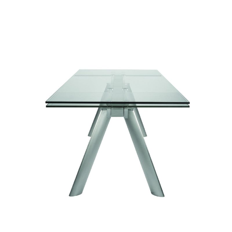 71" - 102" Premium Glass Conference Table with Brushed Stainless Legs - Image 5