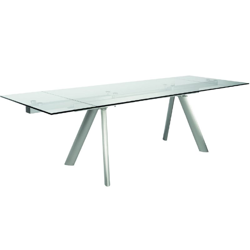 71" - 102" Premium Glass Conference Table with Brushed Stainless Legs - Image 2