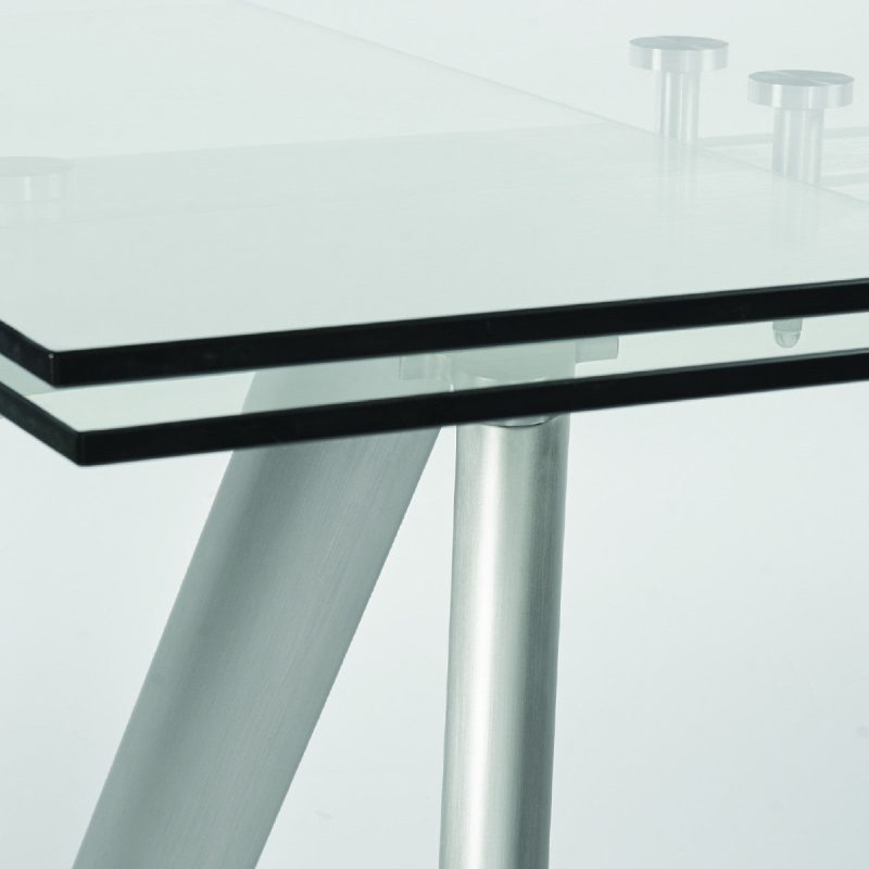 71" - 102" Premium Glass Conference Table with Brushed Stainless Legs - Image 6