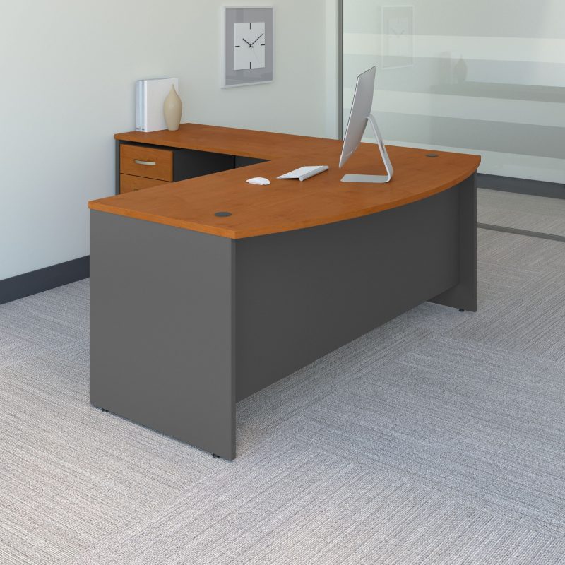 Natural Cherry Premium 72" x 84" L-shaped Desk with Included Mobile File - Image 2