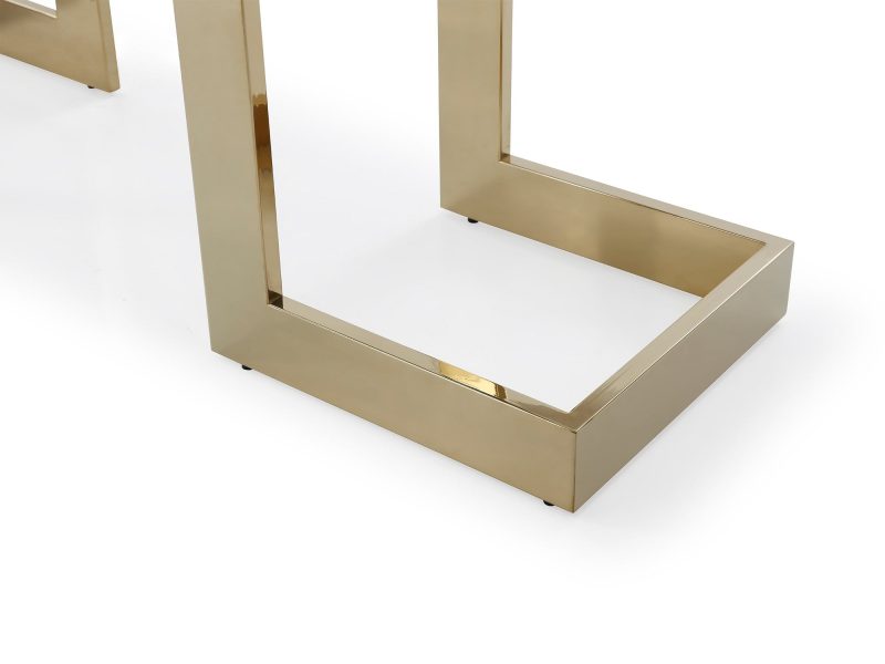 87" Glass Desk or Conference Table with Black Lacquer & Gold Stainless Base - Image 5