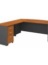 Natural Cherry Premium 72" x 84" L-shaped Desk with Included Mobile File