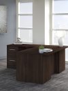 72" L-Shaped Modern Executive Desk with Drawers in Black Walnut