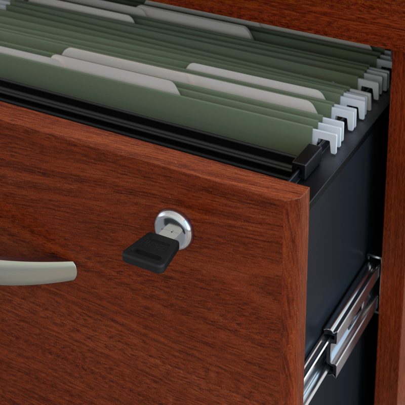 60" L-Shaped Desk with Mobile Pedestal in Mahogany - Image 4
