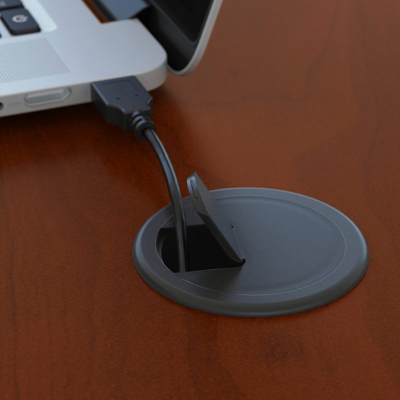 60" Left-Handed L-shaped Desk with Mobile Pedestal in Cherry/Graphite - Image 5