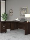 Black Walnut 72" x 72" L-shaped Desk with Mobile Pedestal