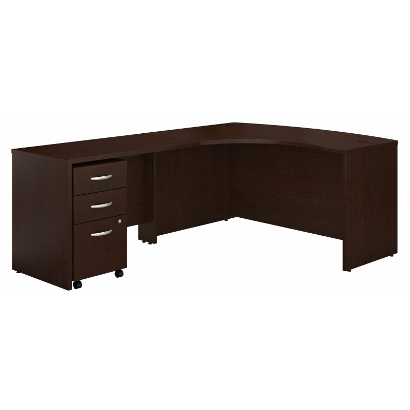 60" Left-Handed L-shaped Desk with Mobile Pedestal in Mocha Cherry - Image 2