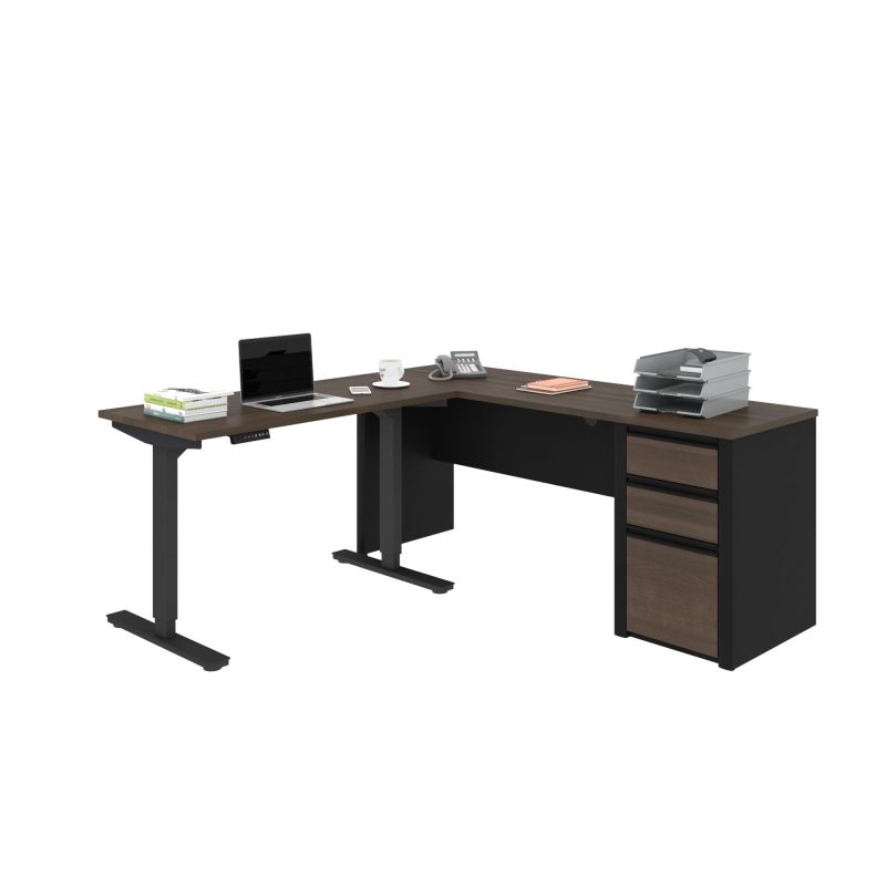 Antigua & Black 71" Single Pedestal Desk with Height Adjustable Side - Image 2