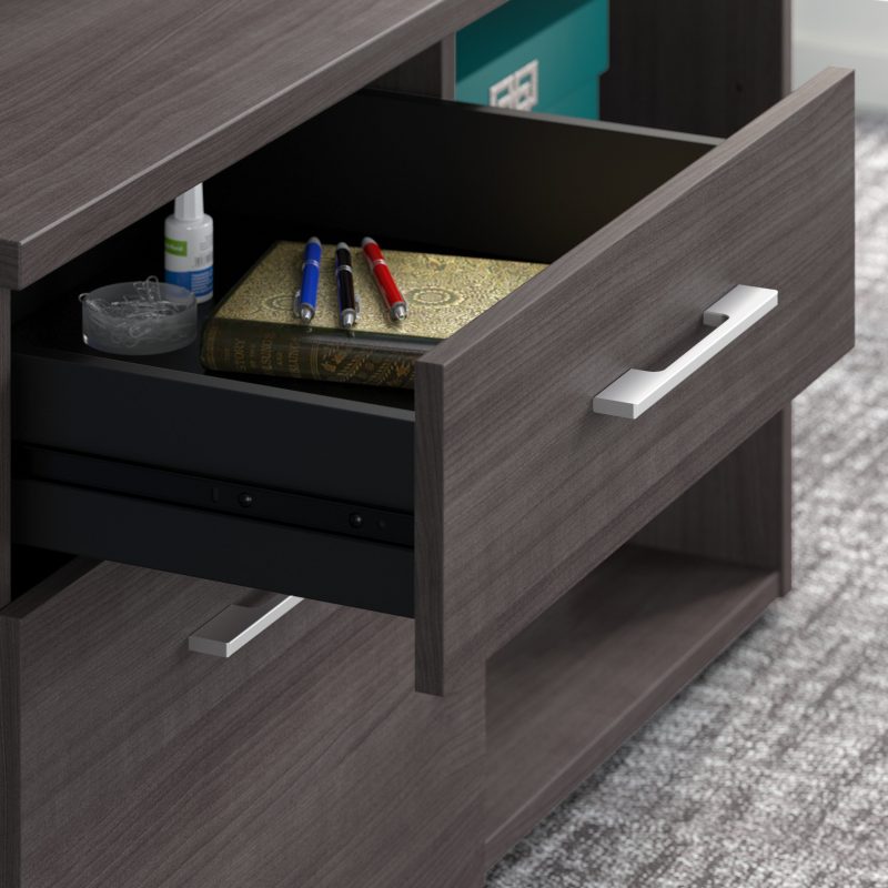 72" L-Shaped Modern Executive Desk with Drawers in Storm Gray - Image 4