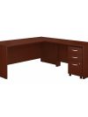 72" L-shaped Desk with 3-Drawer Mobile File Cabinet in Mahogany