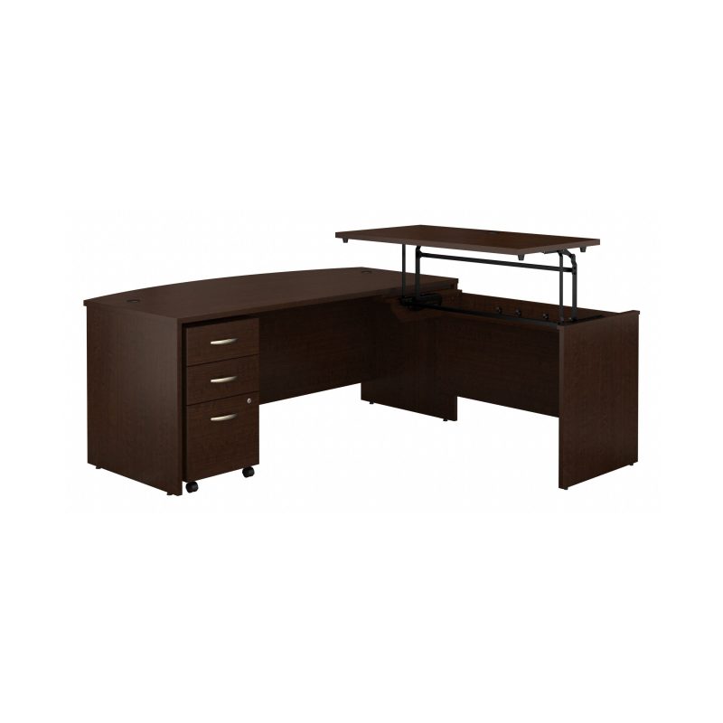 72" x 78" Mocha Cherry L-Shaped Desk with Sit/Stand Return and Mobile File - Image 2