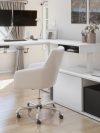 71" Programmable Desk in White and Black with Dual Monitor Arms and Credenza