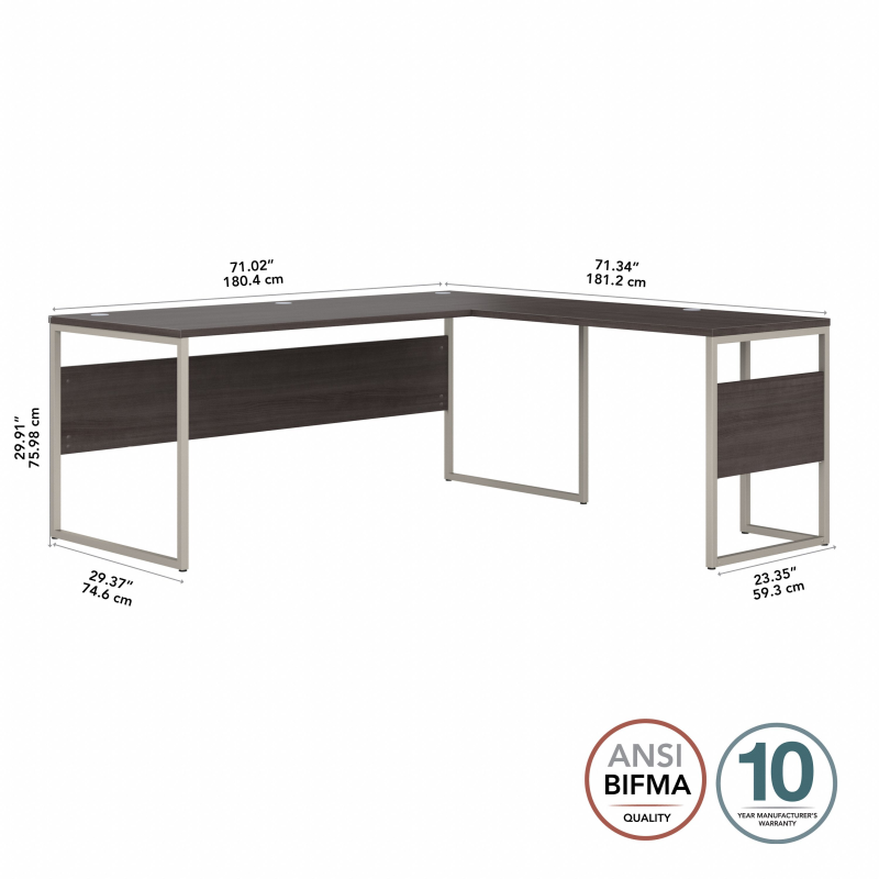 72" Modern L-Shaped Office Desk in Storm Gray - Image 4