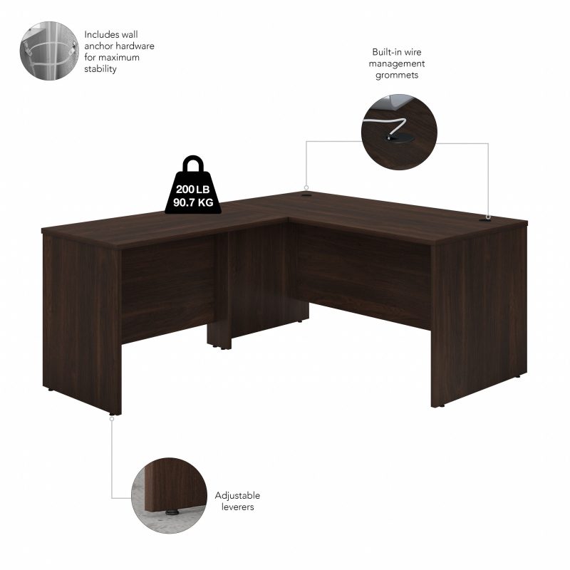 Black Walnut 60" x 72" L-Shaped Reversible Modern Office Desk - Image 3