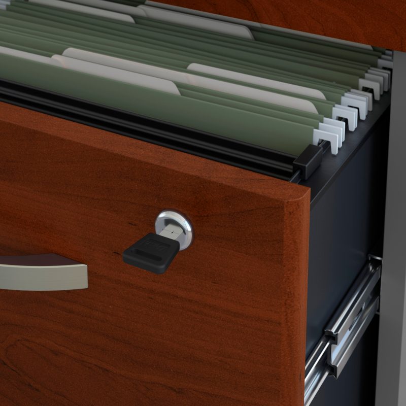 60" Left-Handed L-shaped Desk with Mobile Pedestal in Cherry/Graphite - Image 3