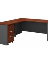 Hansen Cherry 66" X 77" L-Shaped Office Desk with Mobile Pedestal