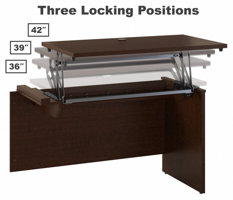 60" x 85" Mocha Cherry L-shaped Desk with Sit/Stand Return & Mobile File - Image 3