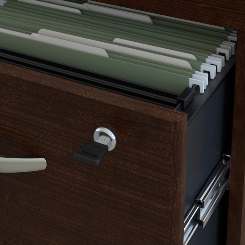 60" Left-Handed L-shaped Desk with Mobile Pedestal in Mocha Cherry - Image 3