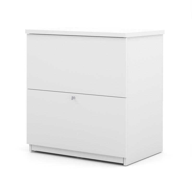 71" Adjustable L-Desk with Filing Area in Deep Gray & White - Image 5