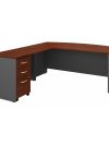72" X 84" Hansen Cherry L-shaped Bow-Front Desk with Mobile Pedestal