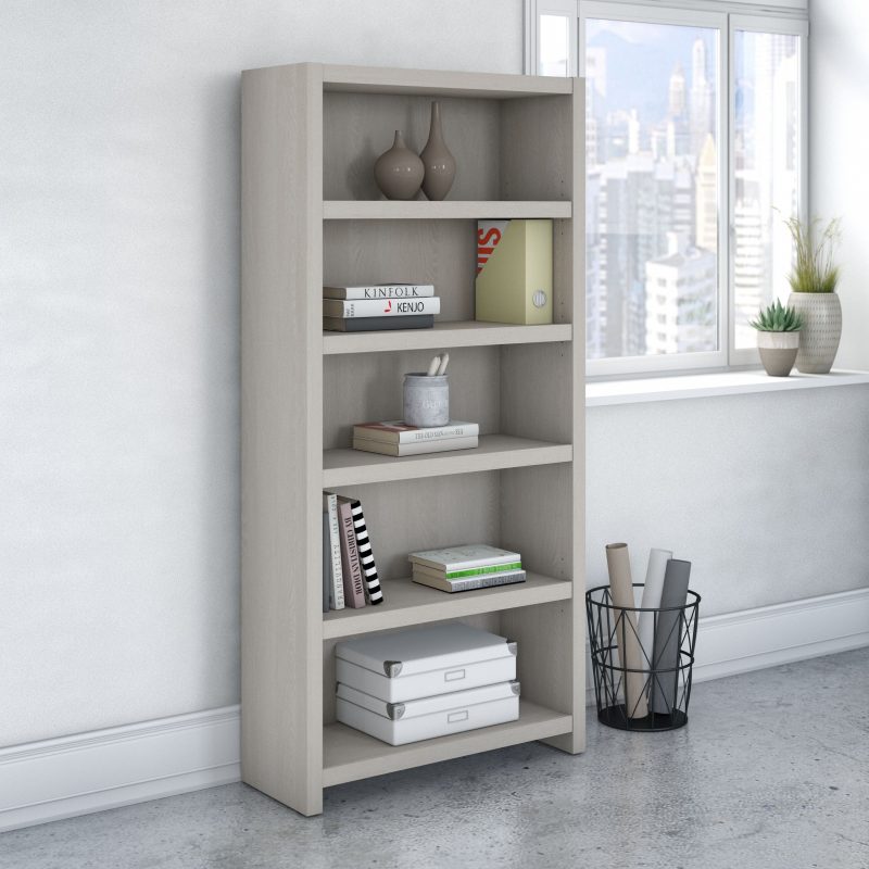 72" Modern L-Shaped Bow-Front Office Desk in Gray Sand - Image 5