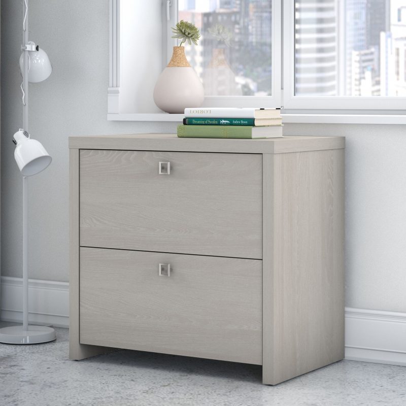 72" Modern L-Shaped Bow-Front Office Desk in Gray Sand - Image 6