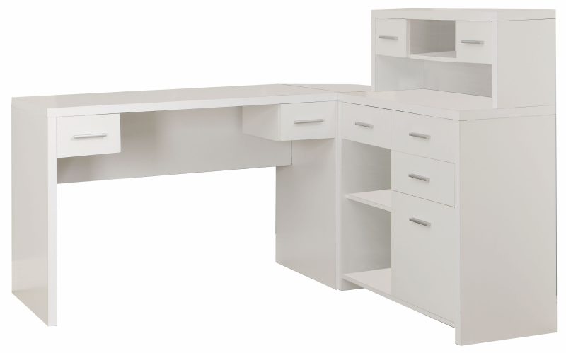 Sleek White Finished L-shaped Corner Office Desk with Storage - Image 2
