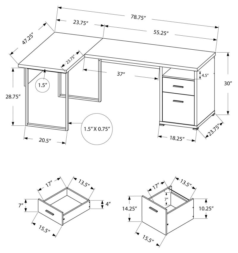 Versatile Gray 79" Corner Office Desk w/ Drawers - Image 3