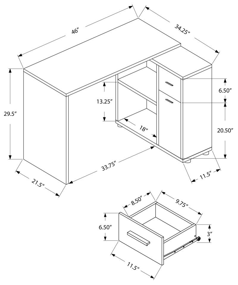 46" Gray Compact L-Shaped Office Desk - Image 2