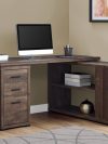 Dark Brown Woodgrain L-Shaped 60" Computer Desk