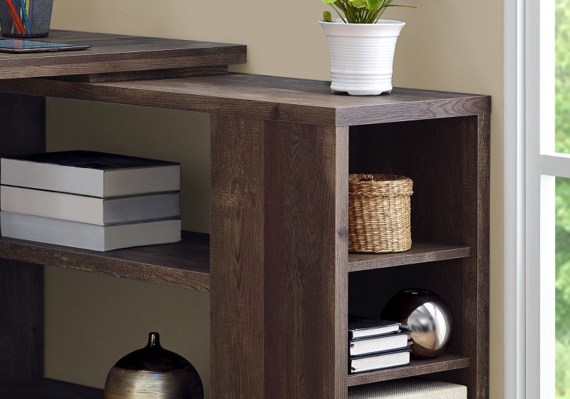 Dark Brown Woodgrain L-Shaped 60" Computer Desk - Image 2
