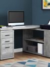 Classic Gray Woodgrain L-Shaped 60" Computer Desk