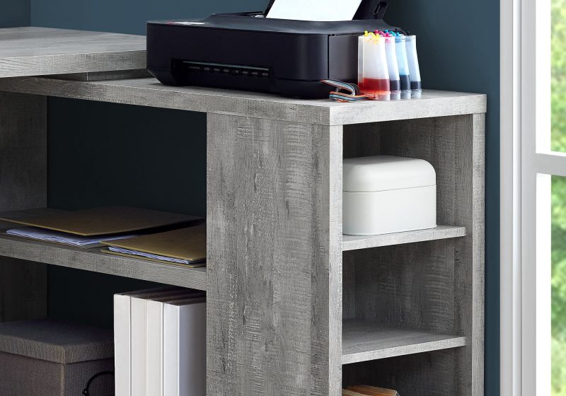 Classic Gray Woodgrain L-Shaped 60" Computer Desk - Image 3