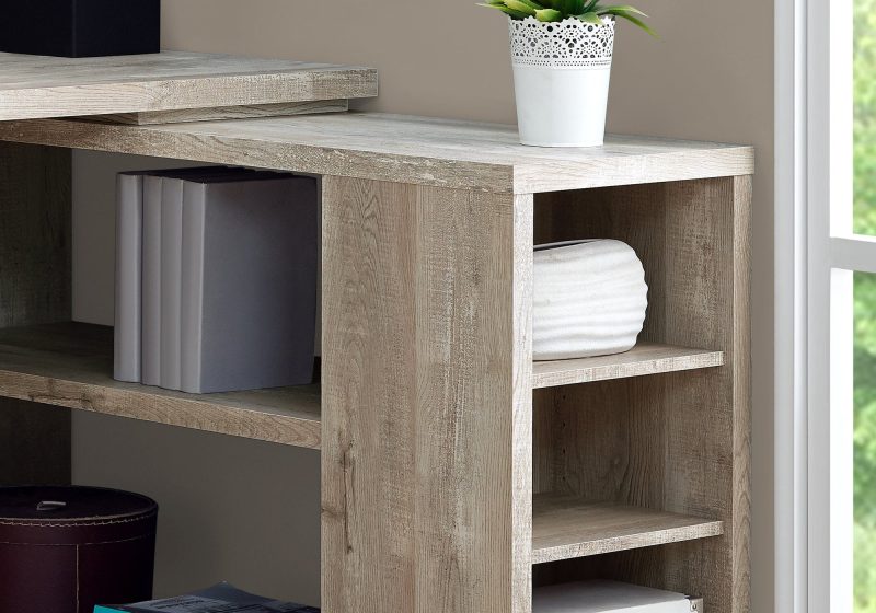 Soft Taupe Woodgrain L-Shaped 60" Computer Desk - Image 2