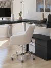 72" L-Shaped Adjustable Ergonomic Desk with Small Credenza in Black & White