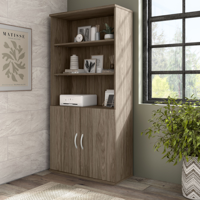 Modern Hickory 72" x 72" L-shaped Desk with Mobile Pedestal - Image 9