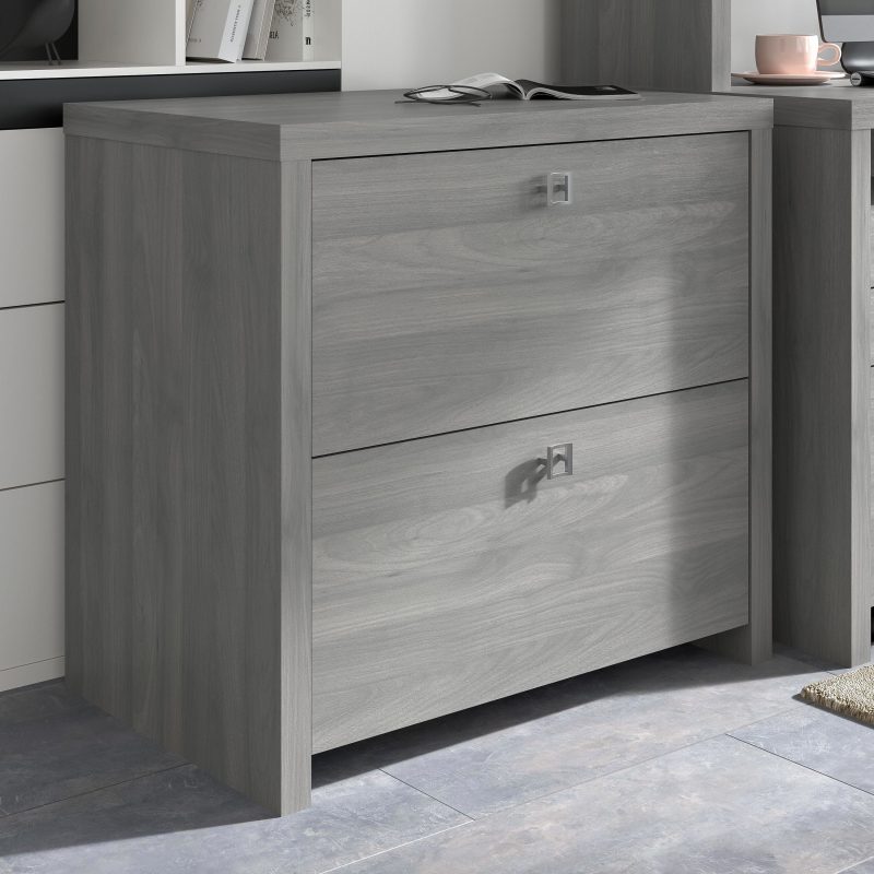 72" Modern L-Shaped Bow-Front Office Desk in Modern Gray - Image 7