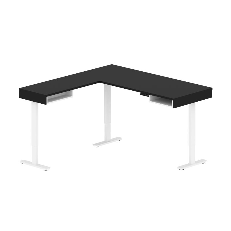 71" L-Shaped Sleek Black & White Standing Desk - Image 4