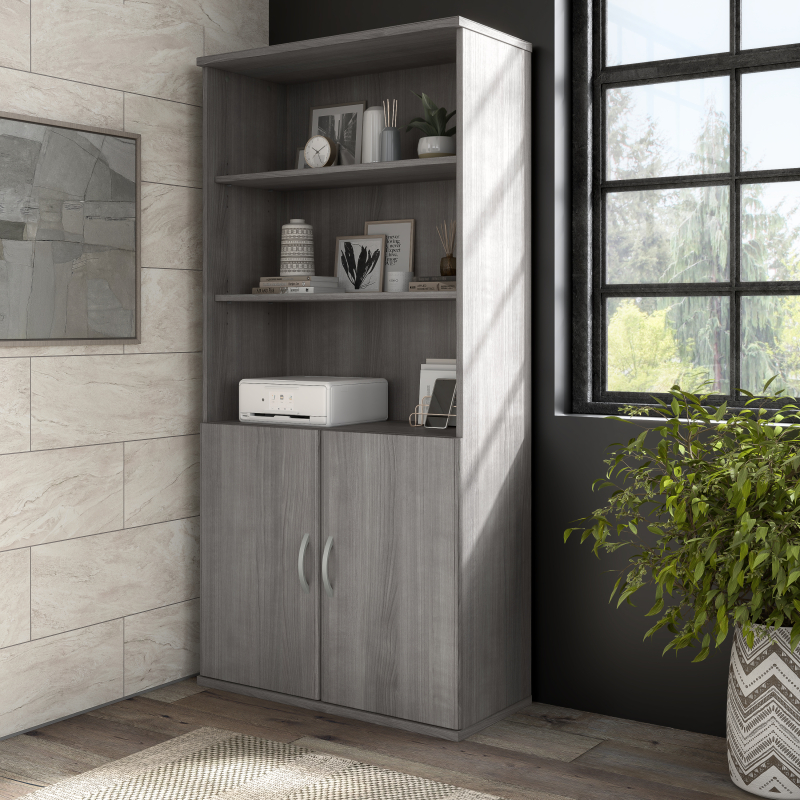 Platinum Gray 72" x 72" Modern L-shaped Desk with Mobile File - Image 6