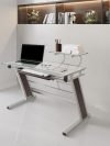 43" Cantilevered Glass-top Desk with Silver/Walnut Frame