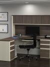 Premium L-shaped Desk with Hutch in White Chocolate & Antigua