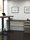 White & Antigua Single Ped Desk & 48" Height-Adjustable Side