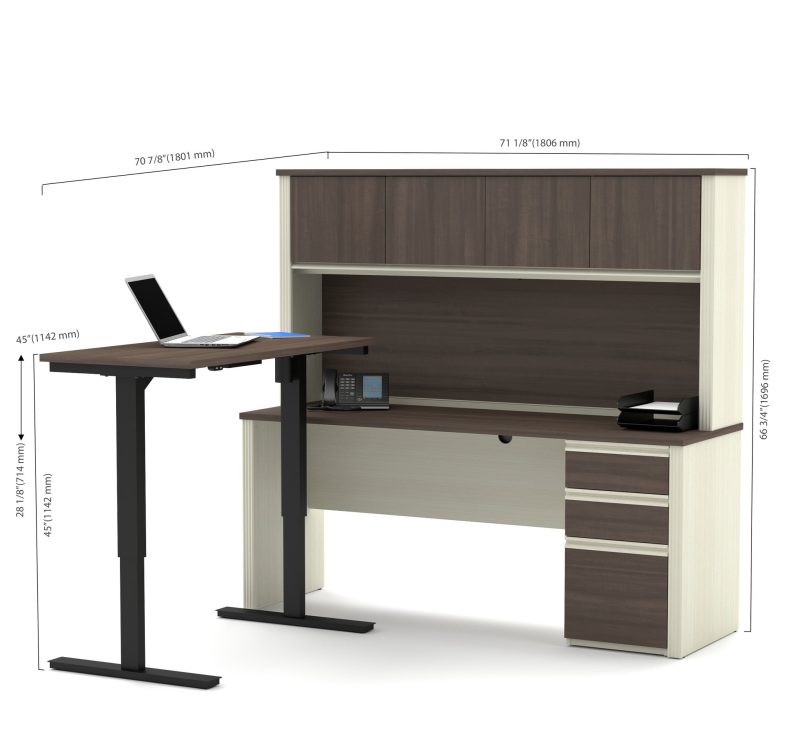 White & Antigua Desk/Hutch with Included Height-Adjustable Side - Image 4