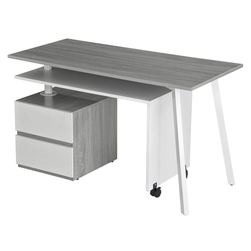 58" L-Shaped Transforming Desk in Gray & White - Image 4