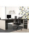 71" x 83" L-Shaped Desk with Drawers in Slate & Sandstone