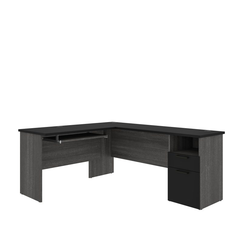 Bark Gray & Black Modern L-shaped Desk - Image 3