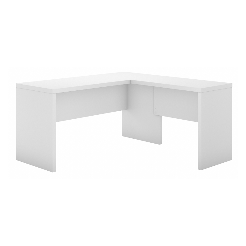 60" L-Shaped Modern Office Desk in Pure White - Image 2
