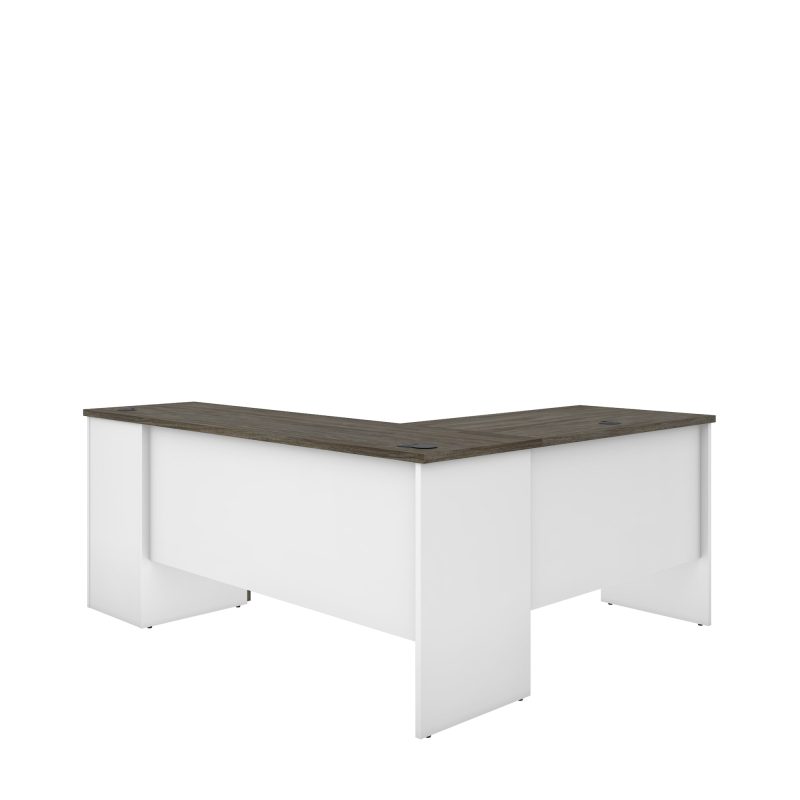 White & Walnut Gray Modern L-shaped Desk - Image 4