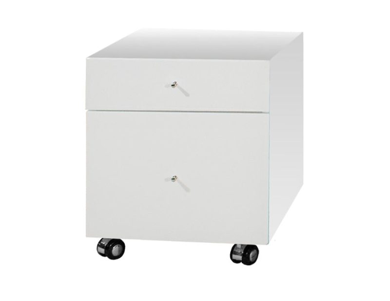 Premium 69" White Lacquer Modern Glass Executive Desk - Image 3